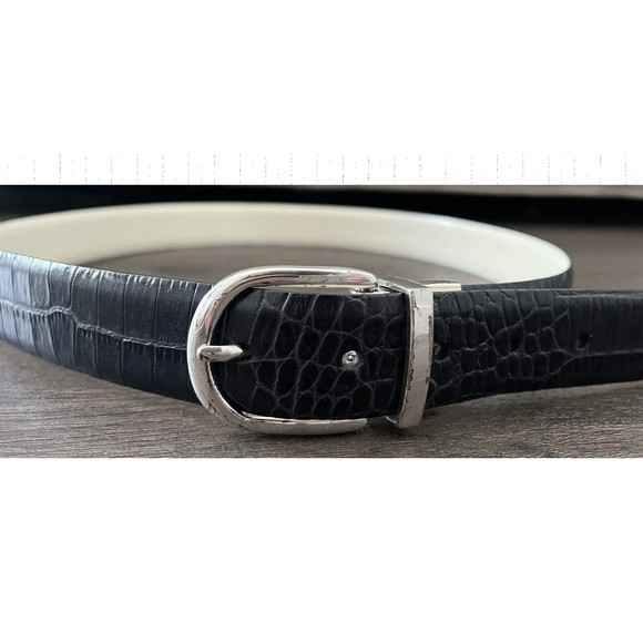 Lauren Ralph Lauren Genuine Alligator Navy Black Leather Belt main image 4